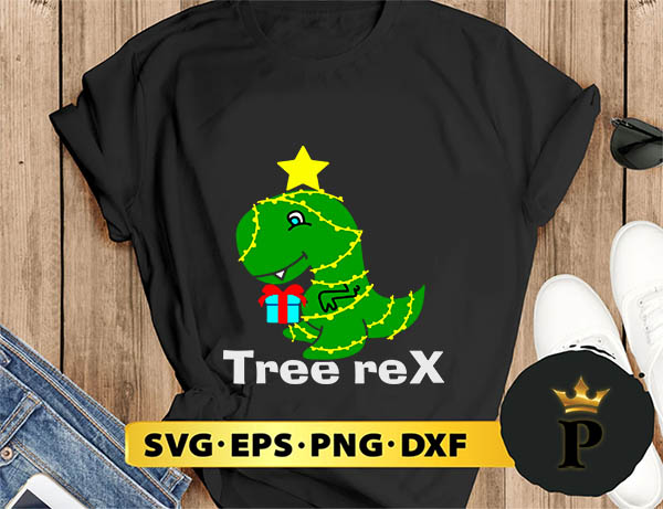 Tree Rex Giant Dinosaur Cool Christmas SVG, Merry Christmas SVG, Xmas SVG PNG DXF EPS