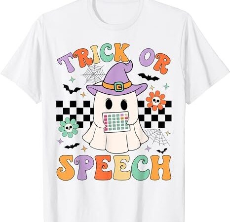 Trick or speech retro slp halloween speech therapy halloween t-shirt png file