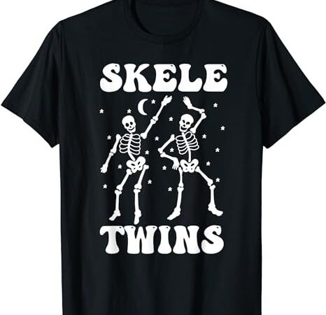 Twins halloween matching skeletwins funny dancing skeletons t-shirt png file