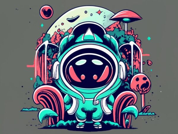 T shirt design of a minimal alien character masterpiece png file