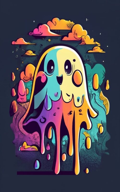 t shirt design of a minimal ghost character masterpiece PNG File