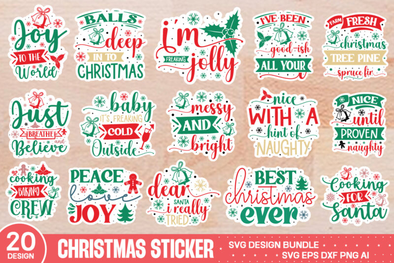 Christmas sticker Svg Bundle,Christmas Svg Bundle