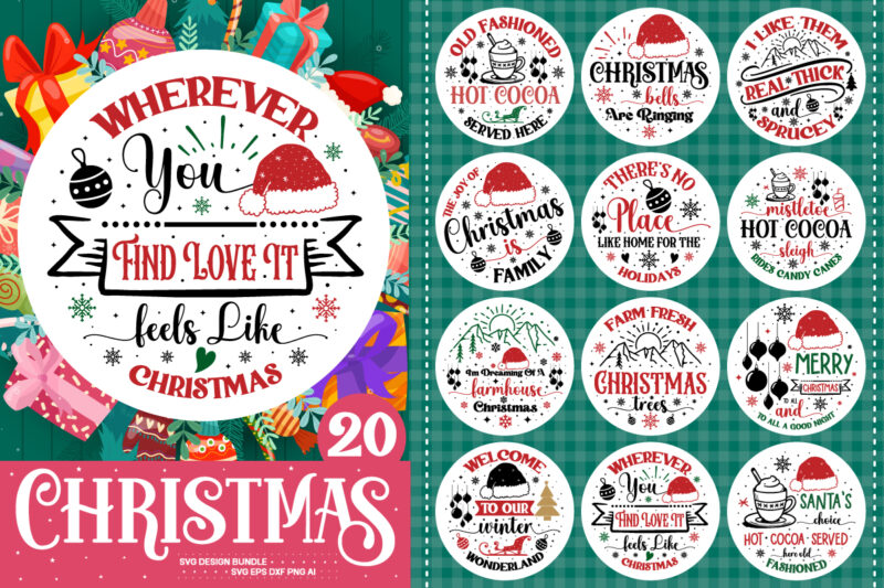 Christmas Tshirt Design Bundle ,Christmas SVG Bundle Volume 3, Winter svg, Santa SVG, Holiday, Merry Christmas, Christmas Bundle,