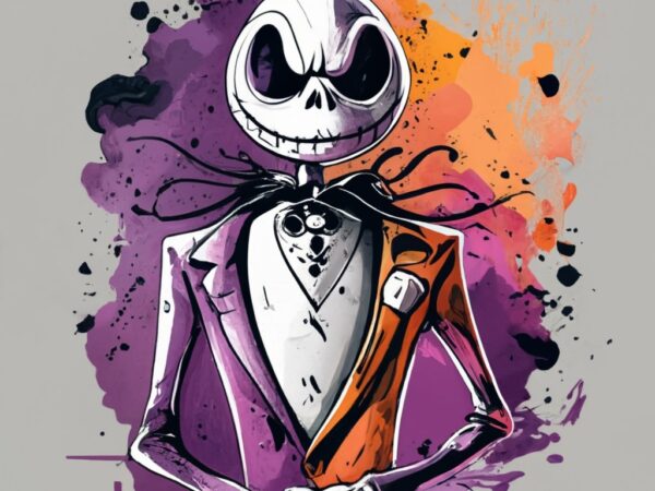 T-shirt design, disney jack skellington. watercolor splash png file