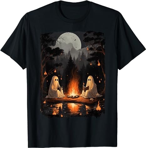 Vintage Ghost Book Reading Camping Gothic Halloween Teachers T-Shirt PNG File