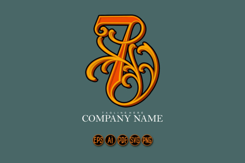 Vintage elegance number 7 monogram logo