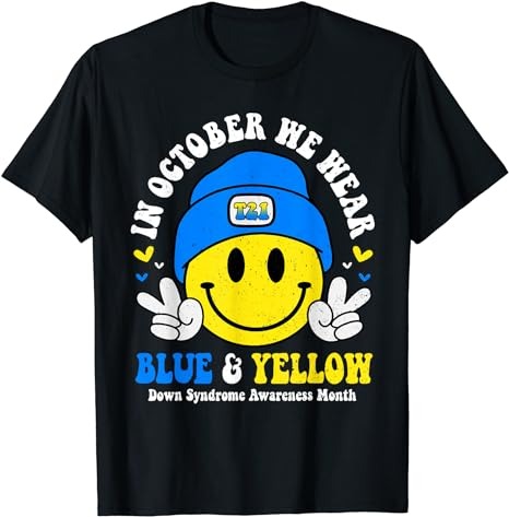 We Wear Yellow Blue Smile Face For Down Syndrome Awareness T-Shirt PNG File