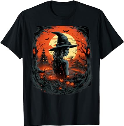 Witchy sunset halloween t-shirt for men women t-shirt