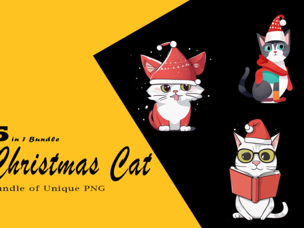 Christmas cat illustration for pod clipart design is also perfect for any project: art prints, t-shirts, logo, packaging, stationery, merchandise, website, book cover, invitations, and more.v.4