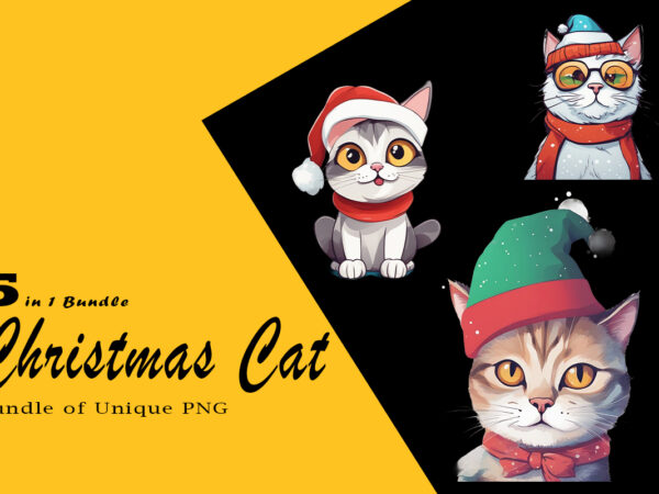 Christmas Cat Illustration For POD Clipart Design Is Also Perfect.