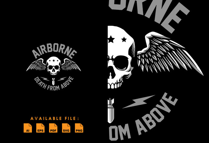 Airborne skull T shirt Design - Buy t-shirt designs