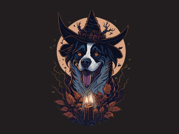 Cute dog witch halloween tshirt design