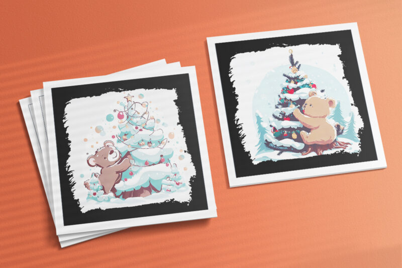 Christmas Bear Illustration for POD Clipart Design is Also perfect for any project: Art prints, t-shirts, logo, packaging, stationery, merchandise, website, book cover, invitations, and more