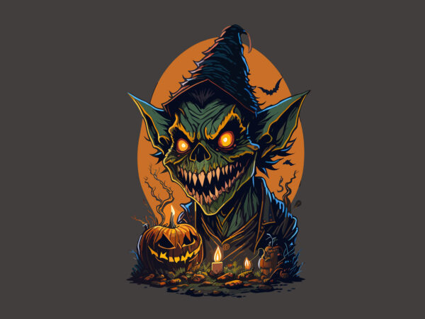 Spooky goblin halloween tshirt design