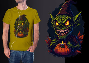 Spooky Goblin Monster Halloween Tshirt Design