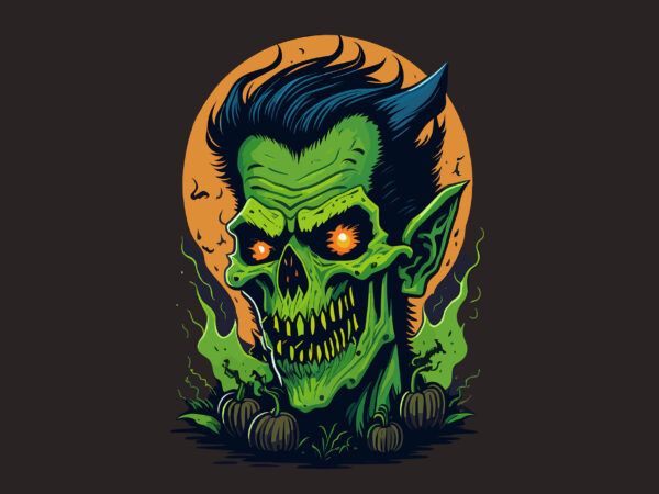 Green spooky zombies halloween tshirt design