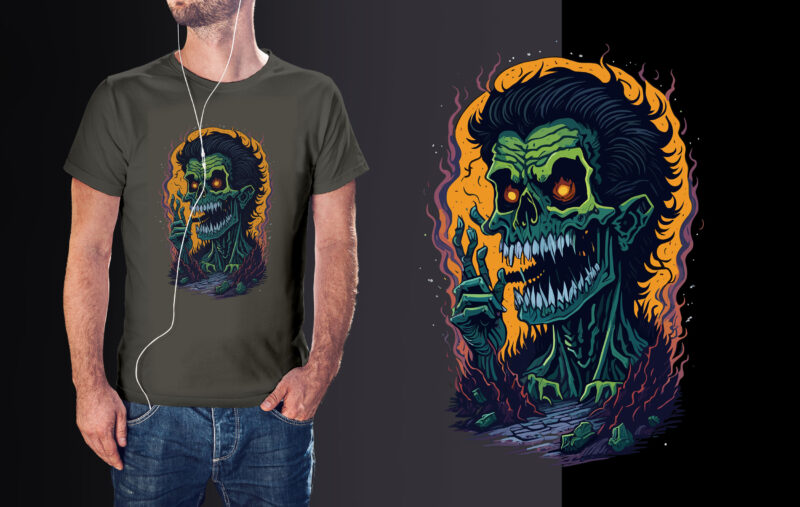 Spooky Green Zombie Halloween Vector