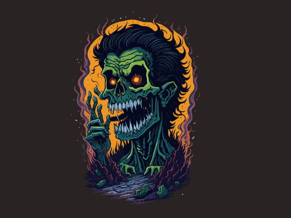 Spooky green zombie halloween vector