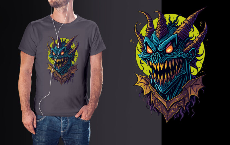 Spooky Monster Gargoyle Halloween Tshirt Design