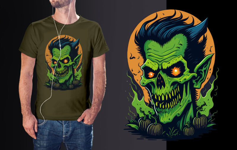 Green Spooky Zombies Halloween Tshirt Design