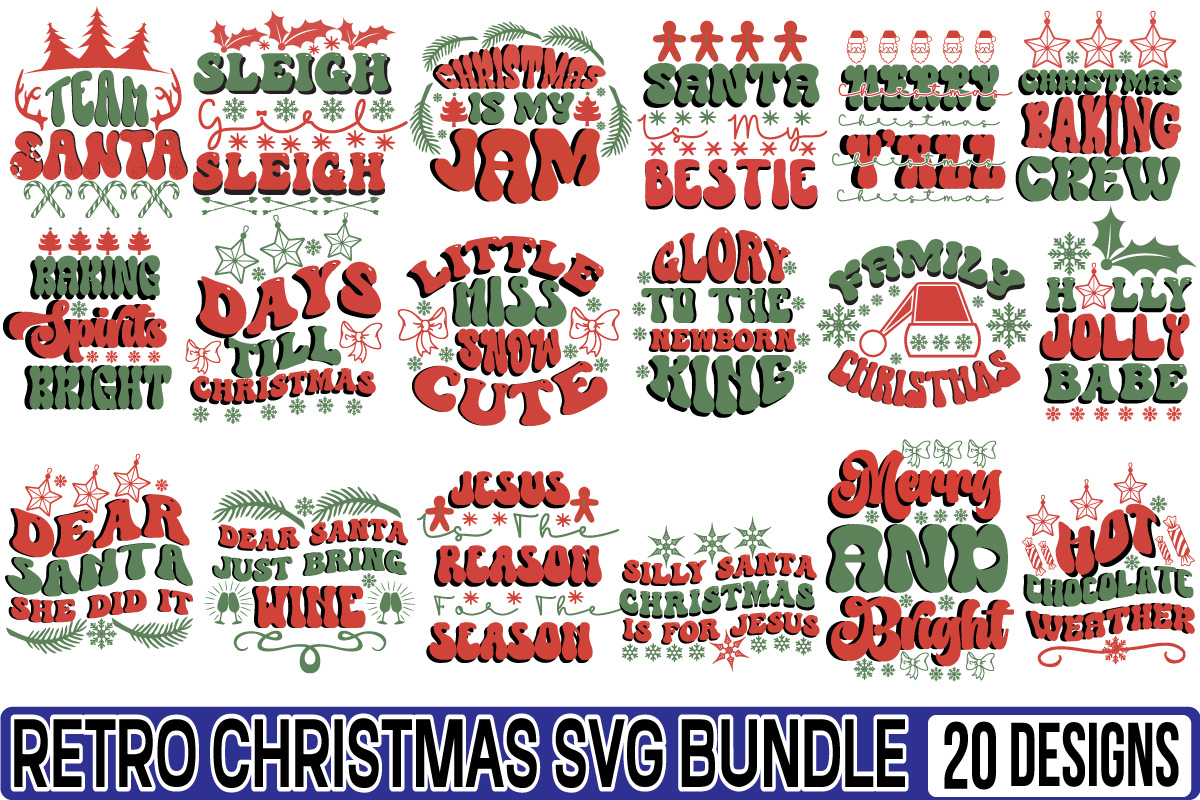 Retro Christmas Svg Bundle - Buy t-shirt designs