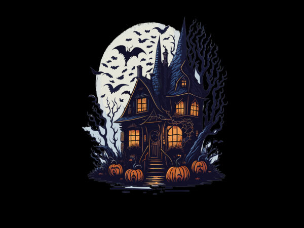 Spooky pumpkin house tshirt design