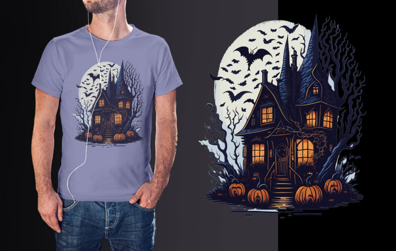 Spooky Pumpkin House Tshirt Design