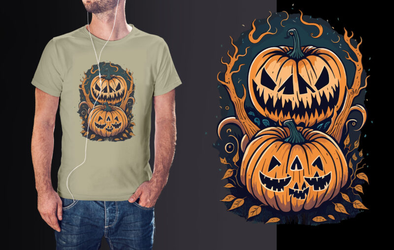 Pumpkin Spooky Halloween Tshirt Design