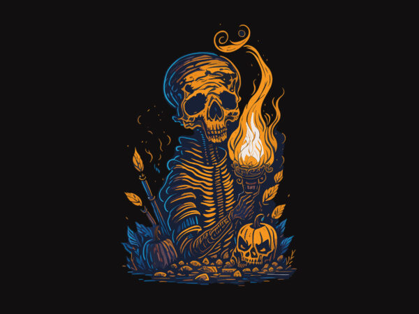 Spooky skull mummy halloween tshirt design