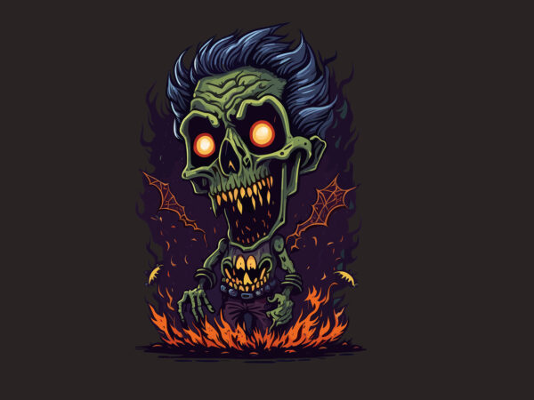 Spooky halloween zombie tshirt vector