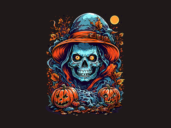 Skull halloween ghost t shirt template vector