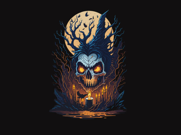 Spooky skull zombie halloween tshirt design