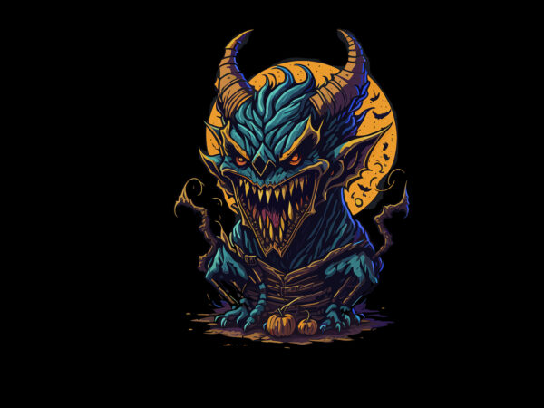 Spooky gargoyle monster halloween tshirt design