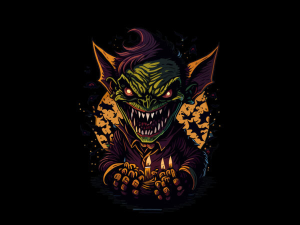 Spooky ghoul monster witch halloween tshirt vector