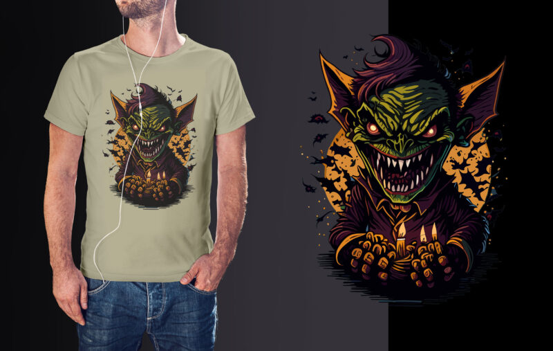 Spooky Ghoul Monster Witch Halloween Tshirt Vector