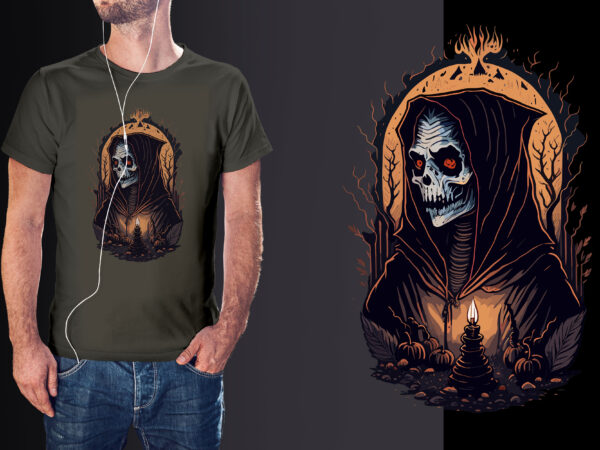 Spooky skull nun halloween tshirt design