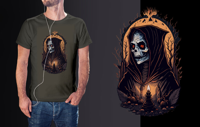 Spooky Skull Nun Halloween Tshirt Design