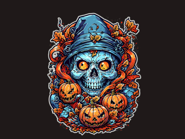 Spooky skull halloween vector