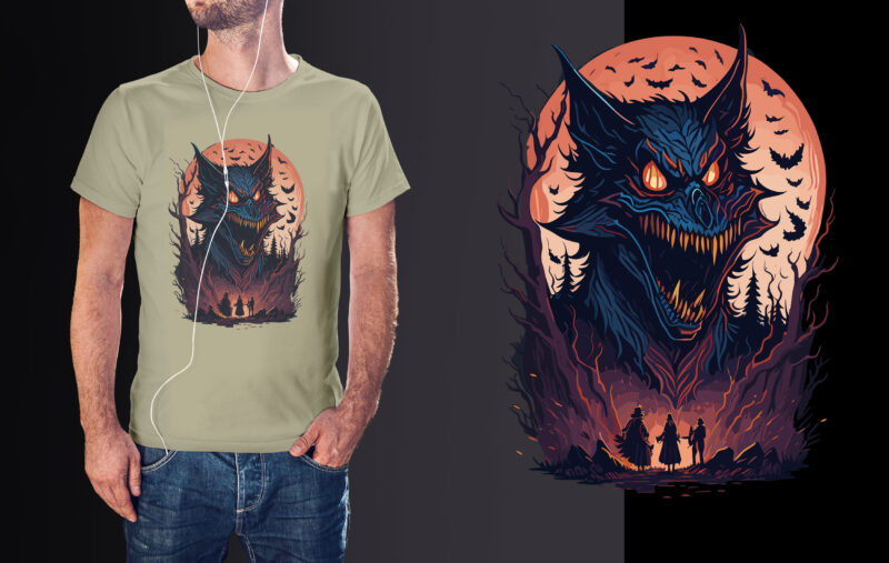 Spooky Gargoyle Halloween Tshirt Design