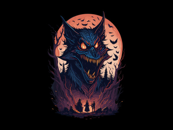 Spooky gargoyle halloween tshirt design