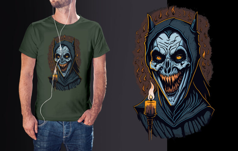 Spooky Nun Halloween Tshirt Design