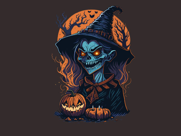 Spooky witch halooween tshirt design