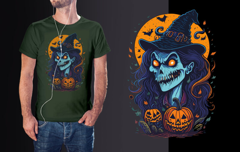 Spooky Smile Witch Hallowen Tshirt Design