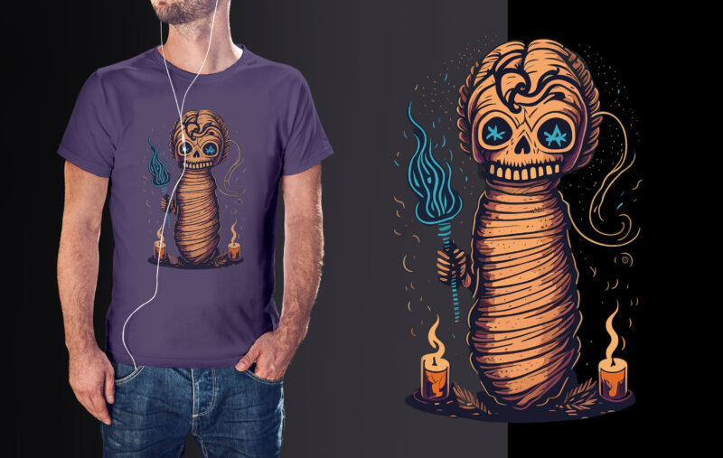 Spooky Halloween Mummy Tshirt Design