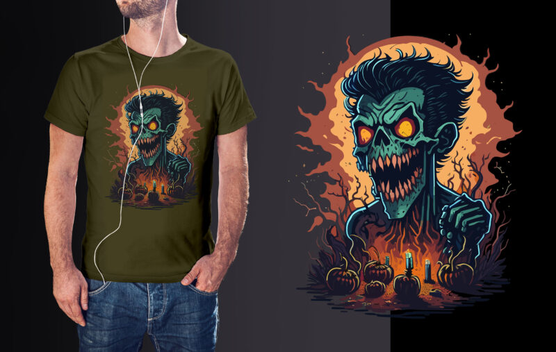 Spooky Halloween Zombie Vector Design