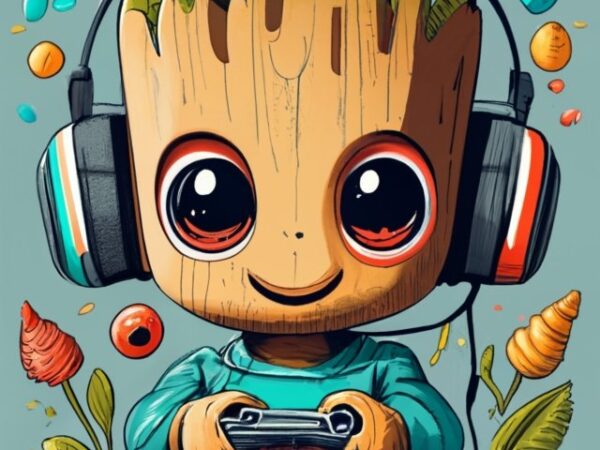 Text “willian” in modern typography, marvel baby groot gamer on a t-shirt design with a white background png file