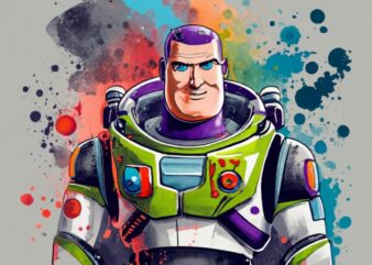 t-shirt design, Buzz Lightyear. watercolor splash PNG File