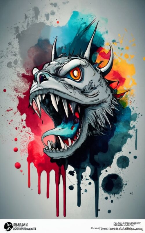 t-shirt design, Monster. watercolor splash PNG File