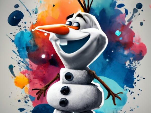 T-shirt design, olaf from frozen. watercolor splash png file