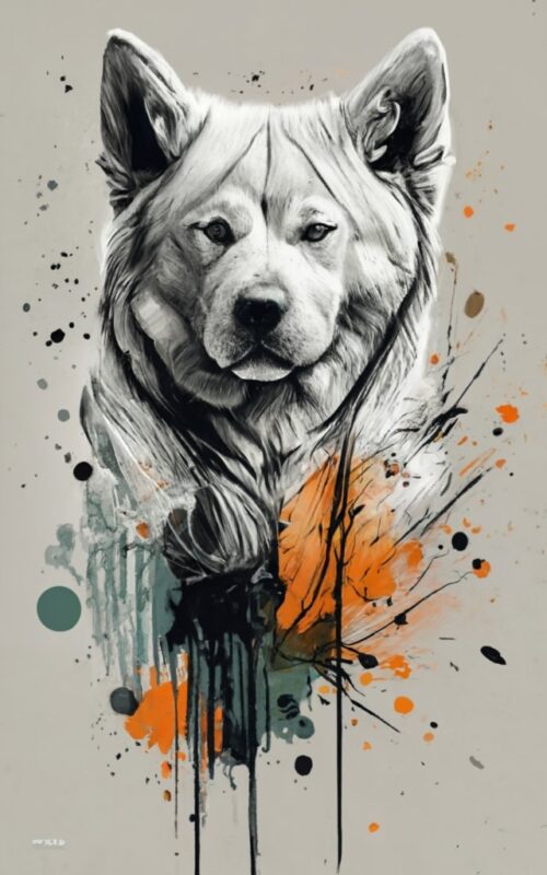 t-shirt design, a white akita dog PNG File